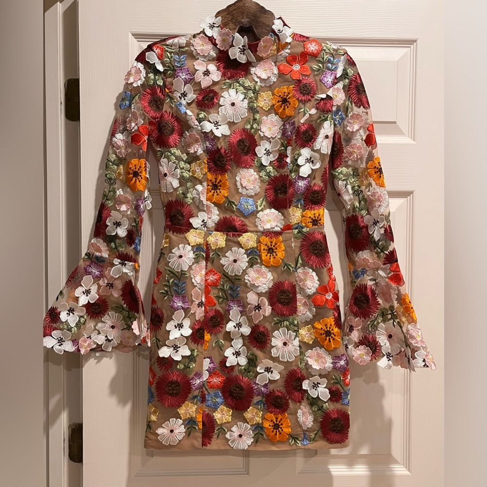 Elliatt Floral Appliqué Mini Dress - Rare Find